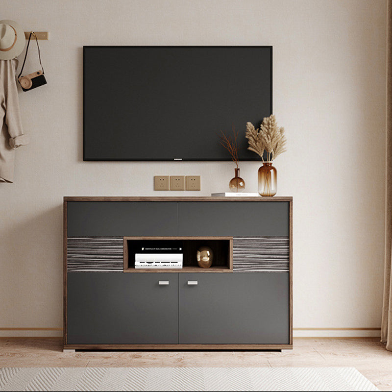 Modern TV Stand Console Faux Wood TV Stand Console with 2 Storage