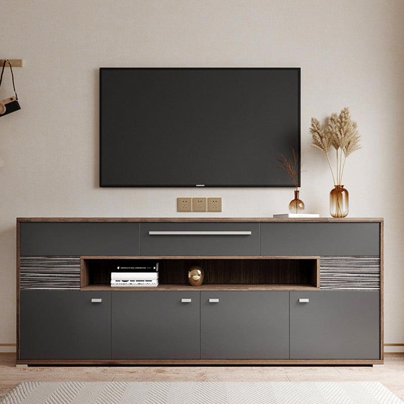 Modern TV Stand Console Faux Wood TV Stand Console with 2 Storage