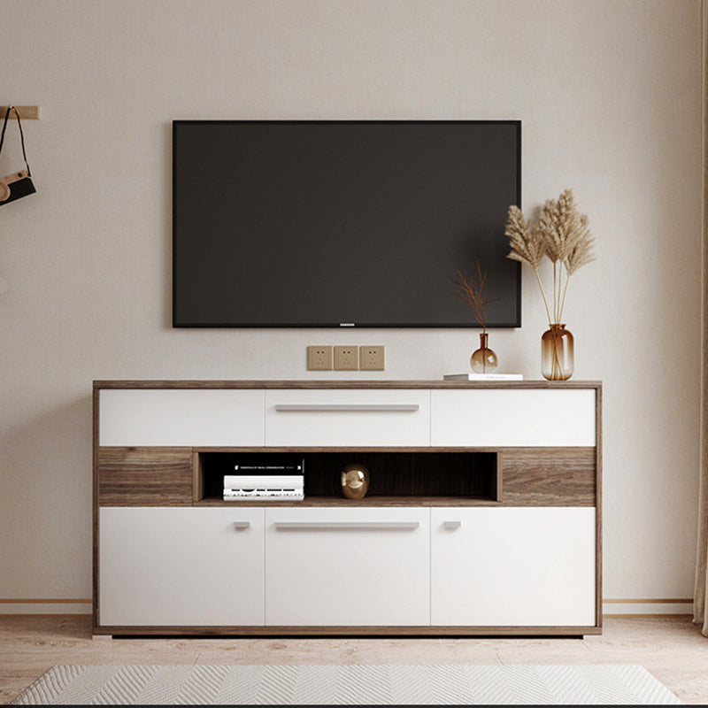 Modern TV Stand Console Faux Wood TV Stand Console with 2 Storage