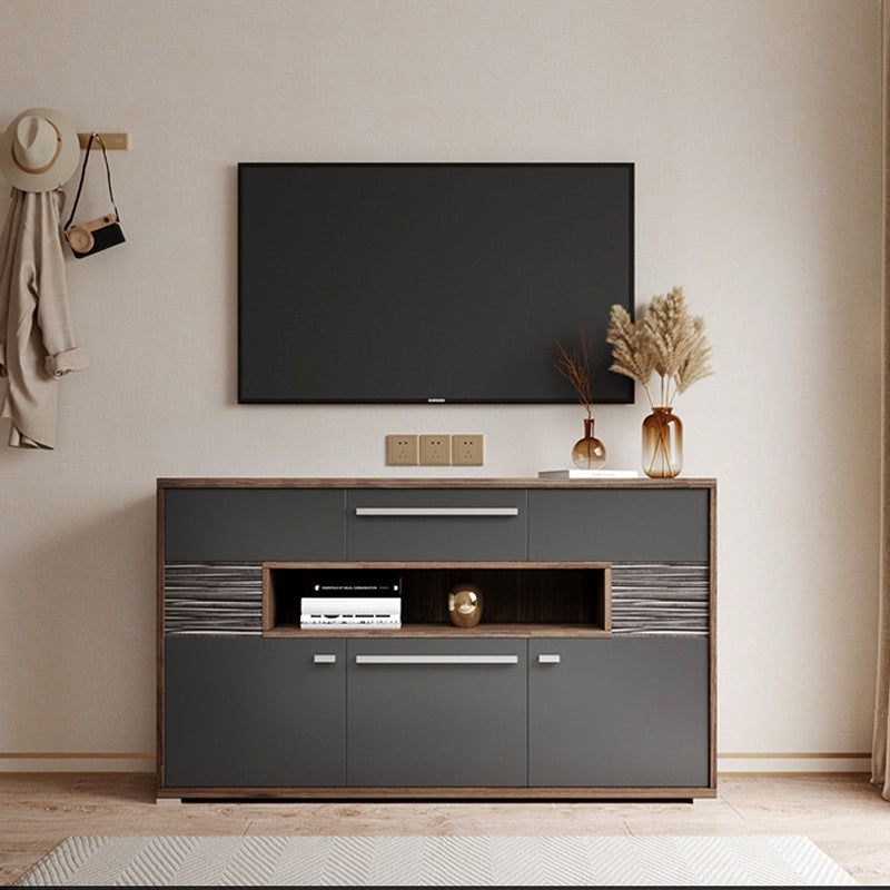 Modern TV Stand Console Faux Wood TV Stand Console with 2 Storage