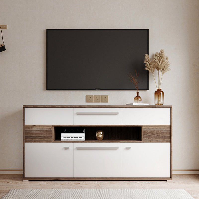 Modern TV Stand Console Faux Wood TV Stand Console with 2 Storage