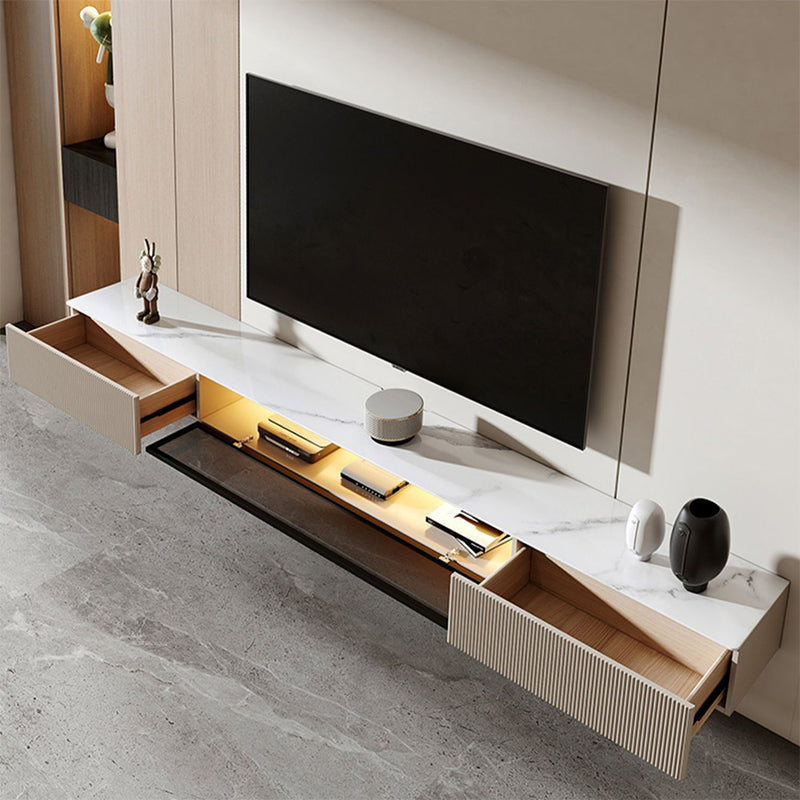 Contemporary 2 Drawers TV Stand Stone Counter Top Wall-mounted TV Cabinet