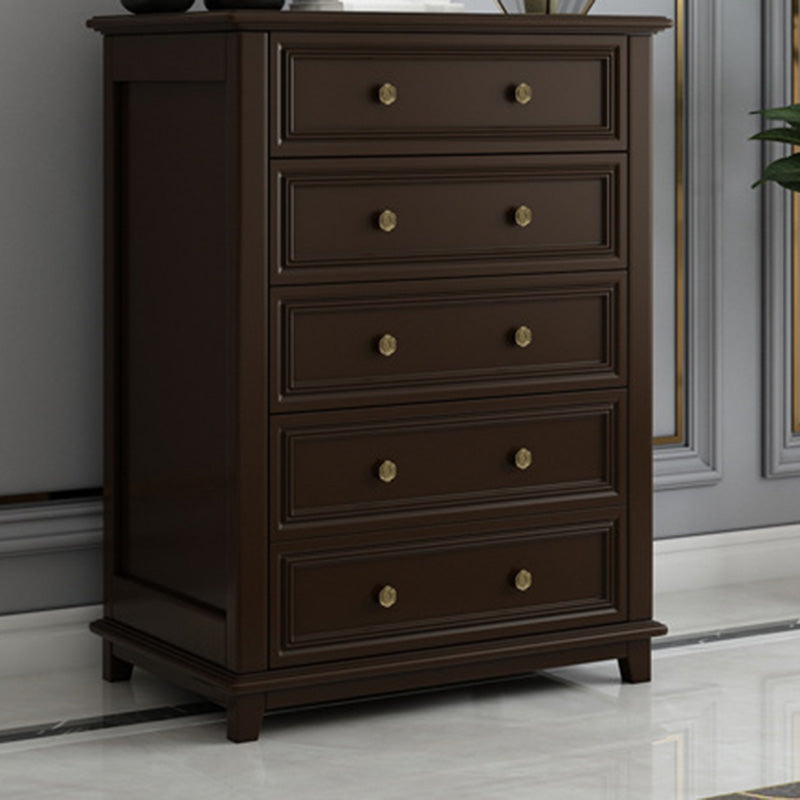 Contemporary Rubber Wood Chest with Drawers and Straight Legs