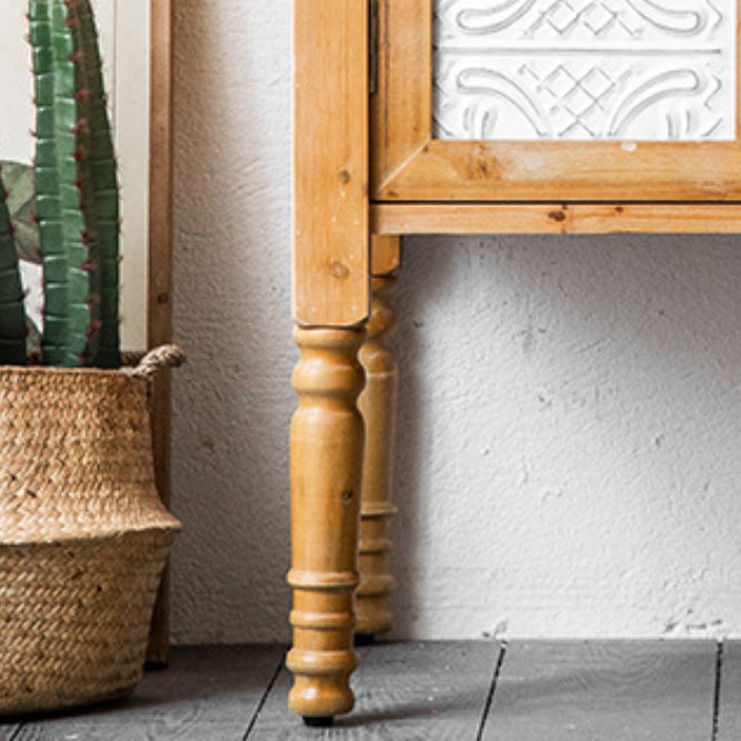 Industrial Wooden Accent Cabinet with Wooden Legs and Doors Cabinet