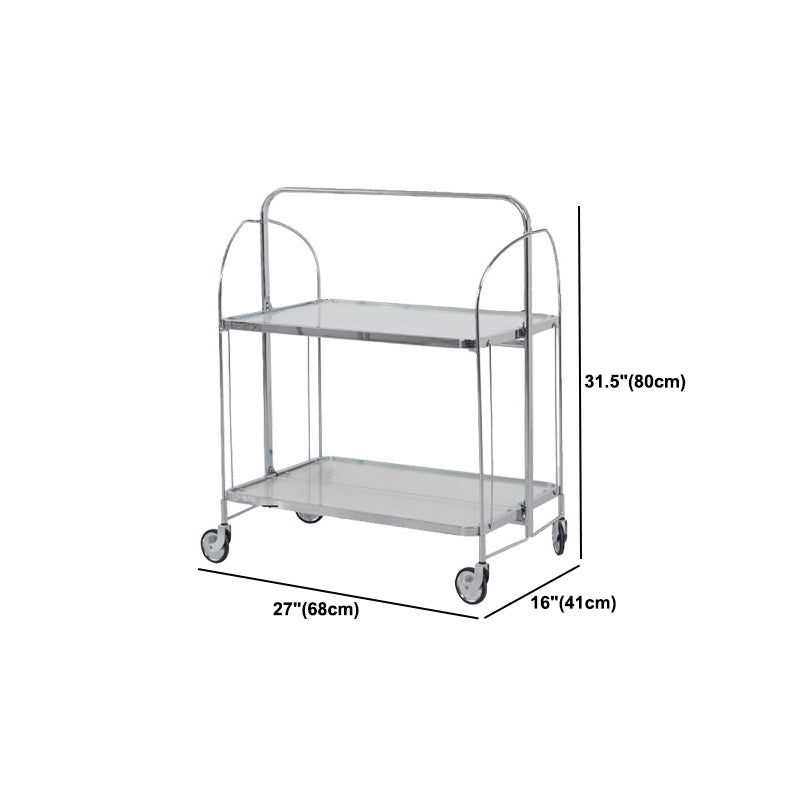 Contemporary Glass Top Corner Table with Shelf, Rectangular Side Table