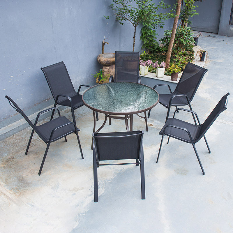 Modern Dining Set 1/5/6/7 Piece Glass Dining Table Set for Outdoor