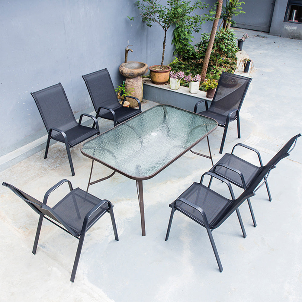 Modern Dining Set 1/5/6/7 Piece Glass Dining Table Set for Outdoor