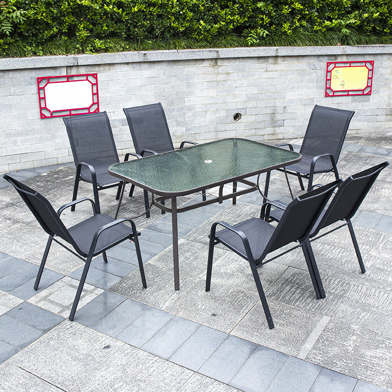 Modern Dining Set 1/5/6/7 Piece Glass Dining Table Set for Outdoor