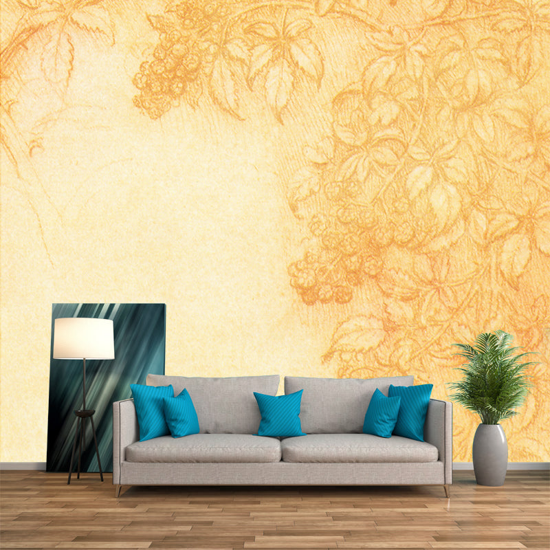 Illustration Mildew Resistant Mural Wallpaper Flowers Decoration Indoor Wall Mural