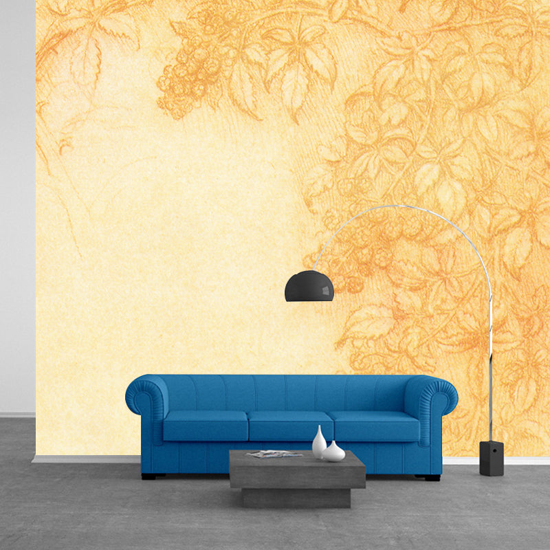 Illustration Mildew Resistant Mural Wallpaper Flowers Decoration Indoor Wall Mural