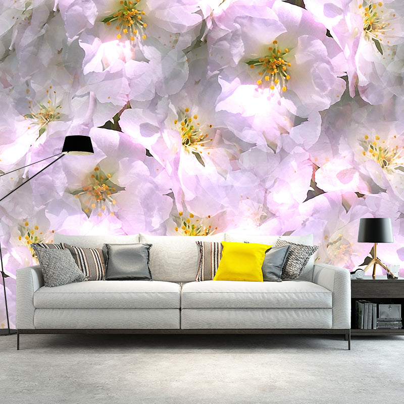 Illustration Stain Resistant Mural Wallpaper Hand Painted Flowers Living Room Wall Mural