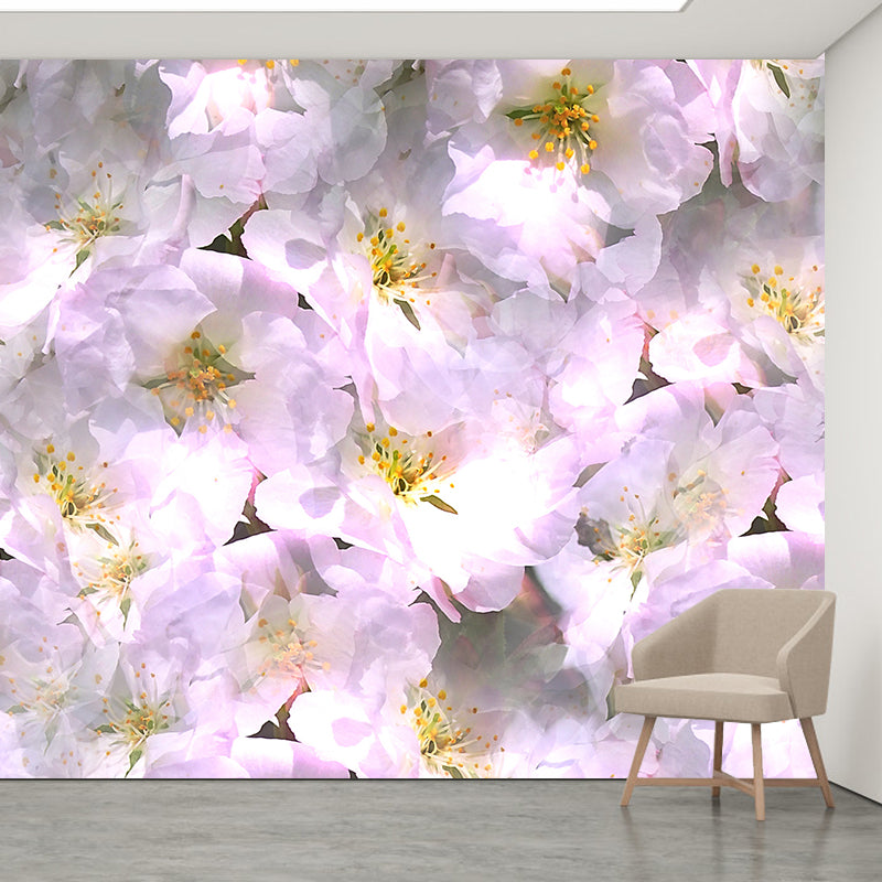 Illustration Stain Resistant Mural Wallpaper Hand Painted Flowers Living Room Wall Mural