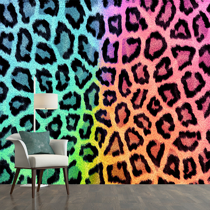 Modern Illustration Mural Wallpaper Cosmic Leopard Print Sitting Room Wall Mural