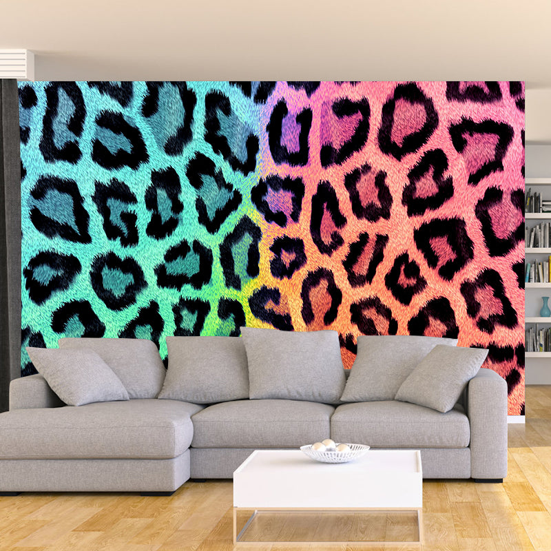 Modern Illustration Mural Wallpaper Cosmic Leopard Print Sitting Room Wall Mural