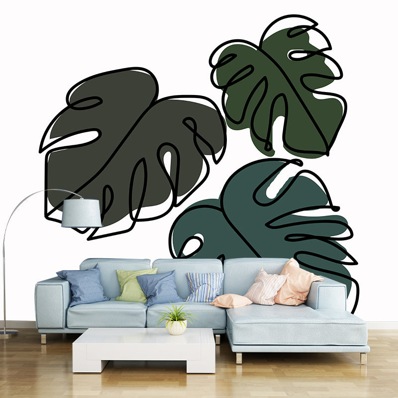 Eco-friendly Wall Mural Wallpaper Illustration Plant Decoration Sitting Room Wall Mural