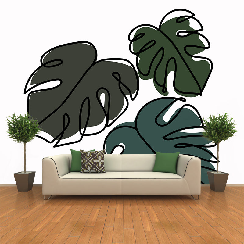 Eco-friendly Wall Mural Wallpaper Illustration Plant Decoration Sitting Room Wall Mural