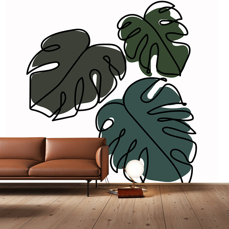 Eco-friendly Wall Mural Wallpaper Illustration Plant Decoration Sitting Room Wall Mural