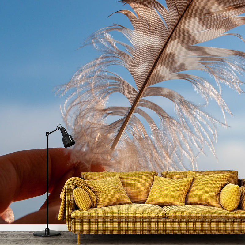 Decorative Photography Wall Mural Stain Resistant Environmental Feather Wallpaper