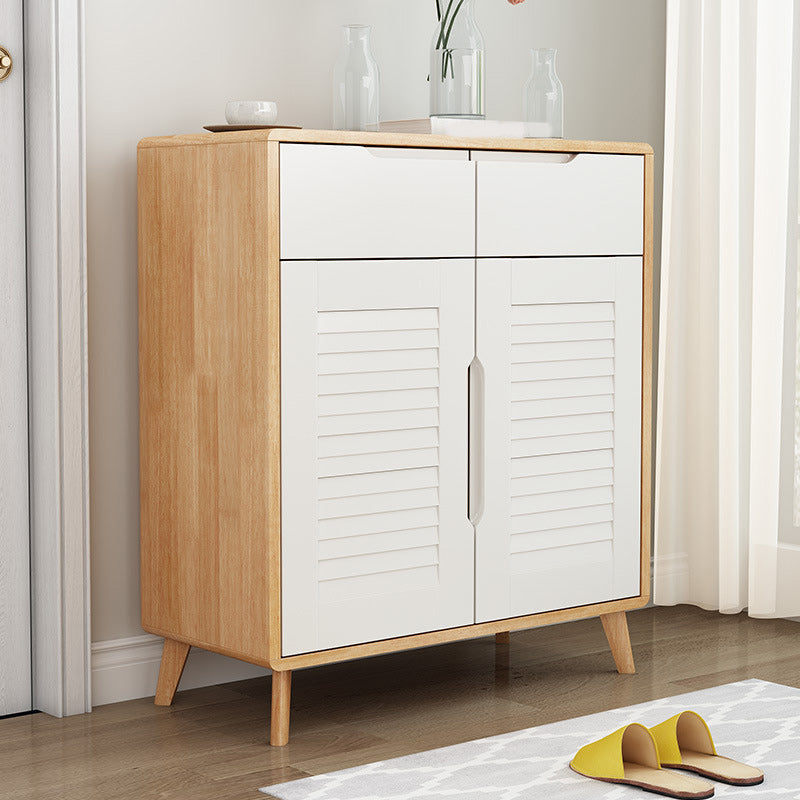 Contemporary Accent Cabinet Rubberwood Side Cabinet With Doors