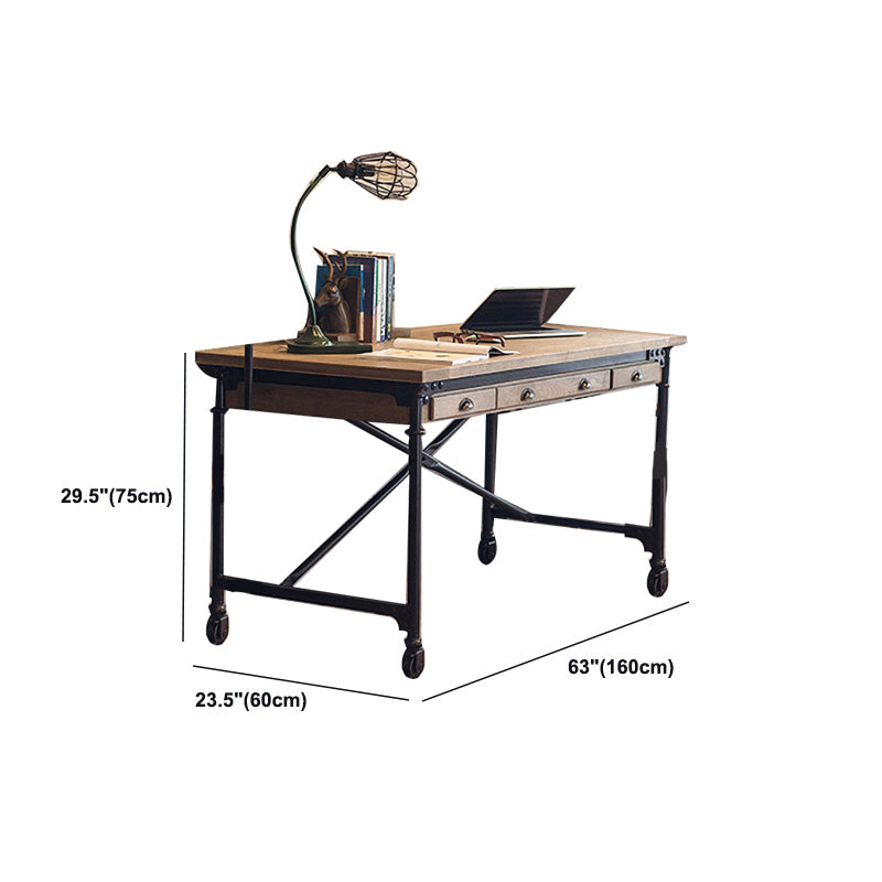 Industrial Solid Wood Office Desk Rectangular Writing Desk for Home