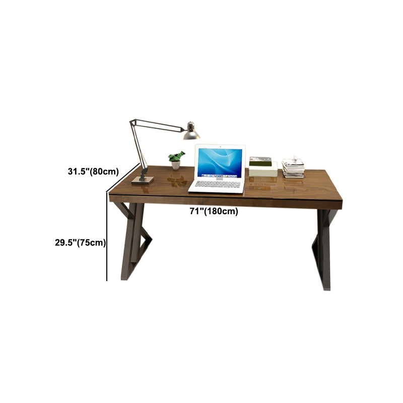 Industrial Wooden Office Desk Rectangular Natural Writing Desk with Metal Legs