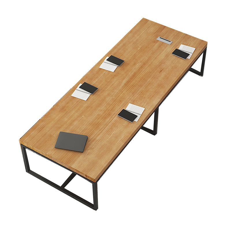 Cable Management Industrial Rectangular Writing Desk Natural Office Desk with Metal Legs