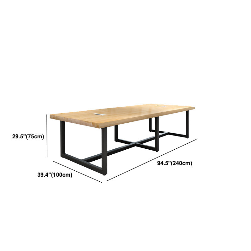 Solid Wood Rectangular Meeting Desk Industrial Writing Desk for Office