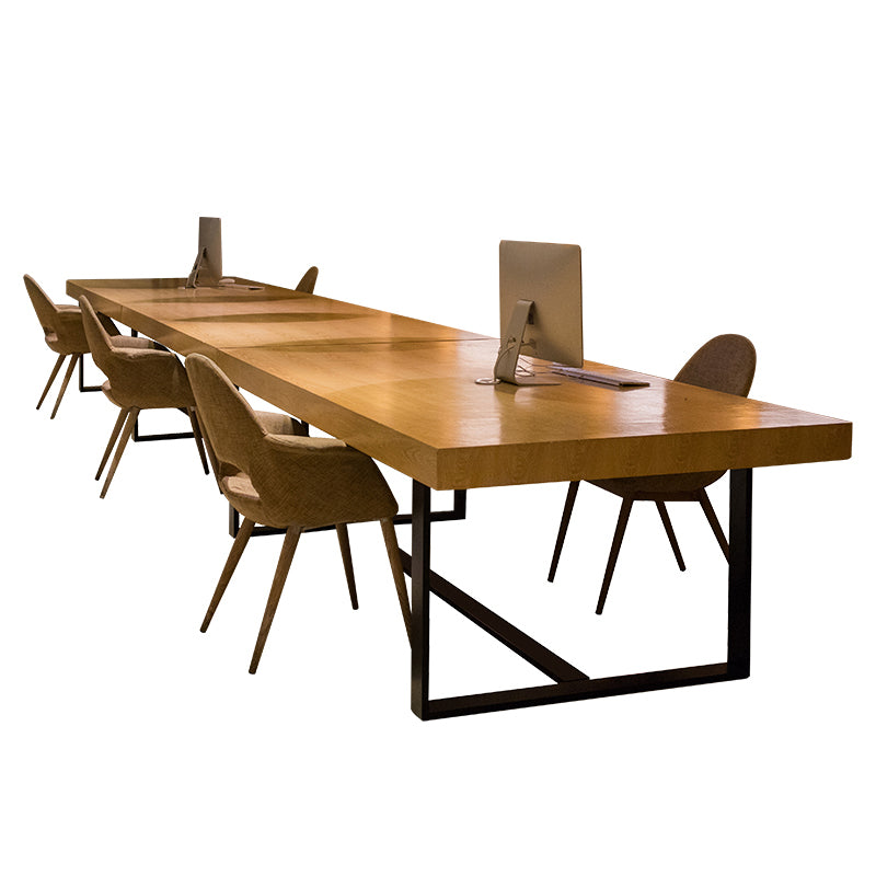 Solid Wood Rectangular Writing Desk Industrial Meeting Desk for Office