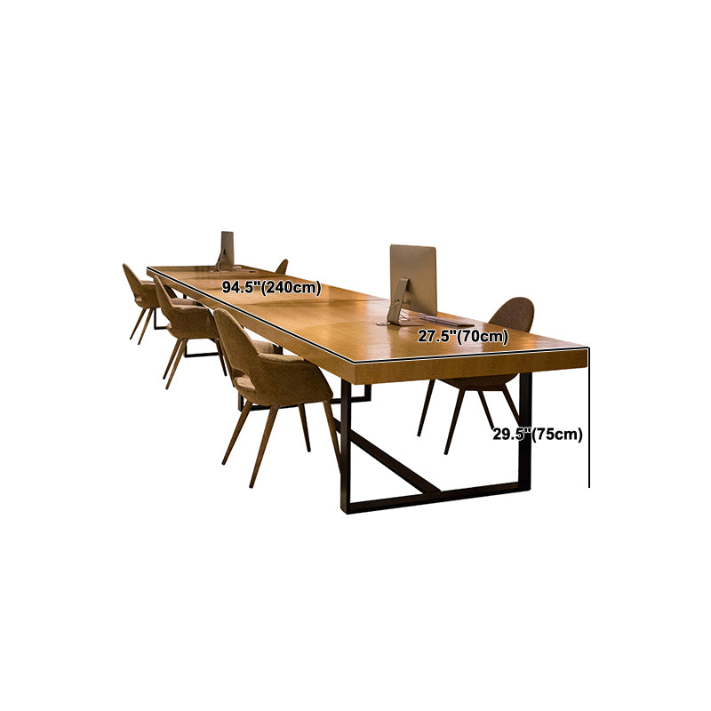 Solid Wood Rectangular Writing Desk Industrial Meeting Desk for Office