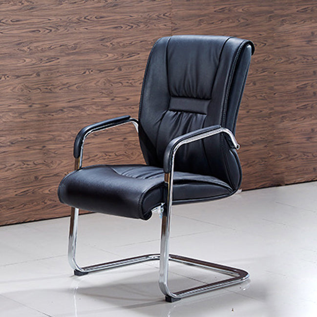 Padded Arms Leather Office Chair Upholstered Back Desk Chair