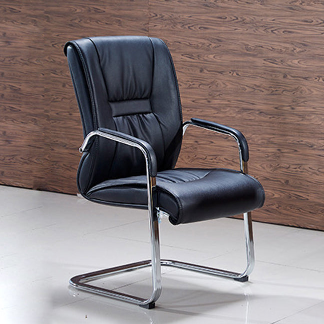 Padded Arms Leather Office Chair Upholstered Back Desk Chair