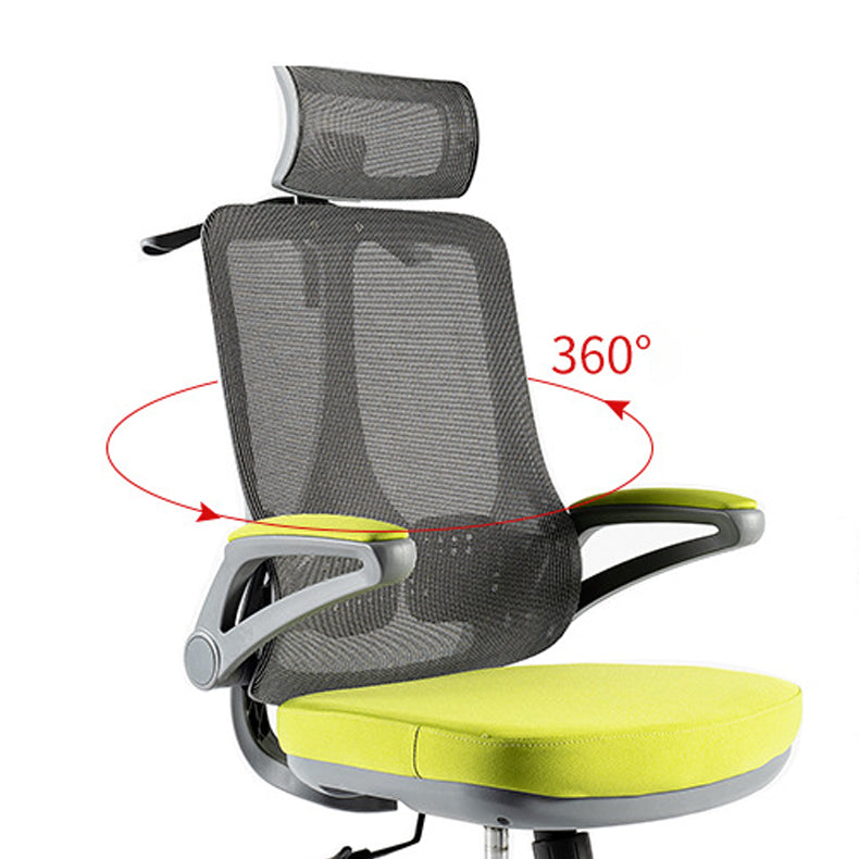 Flip-Up Armrest Office Chair Microfiber Desk High Back Chair Swivel Ergonomic