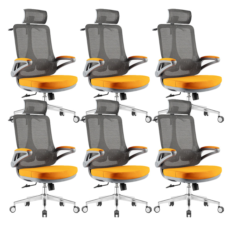 Flip-Up Armrest Office Chair Microfiber Desk High Back Chair Swivel Ergonomic