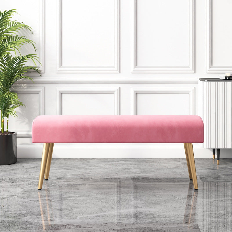 Glam Seating Bench Foam Cushioned Bench with Metal Straight Legs