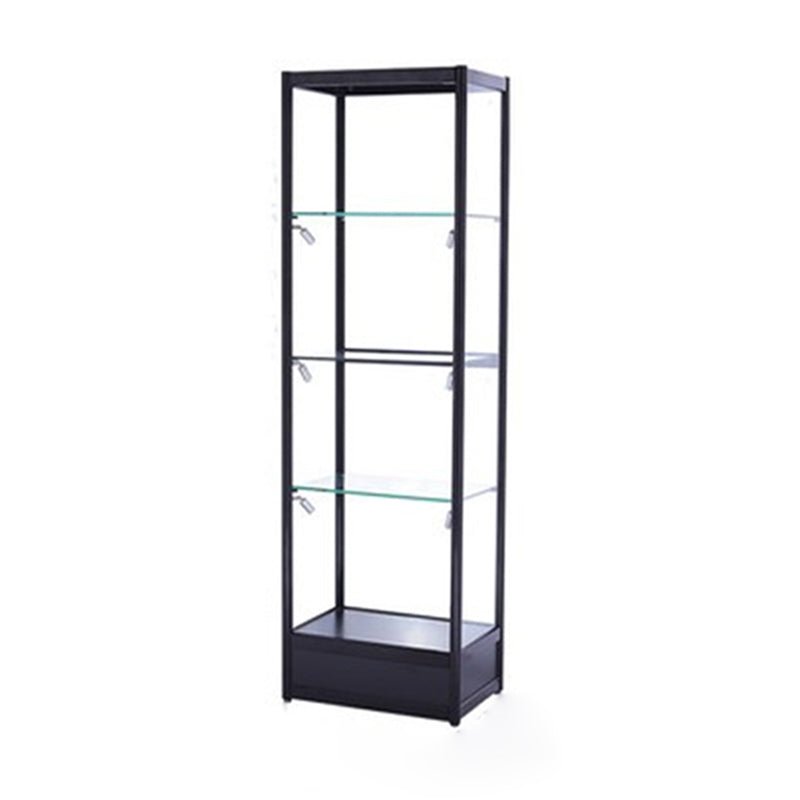 Metal Curio Cabinet Modern Black Display Stand with Three Glass Shelves