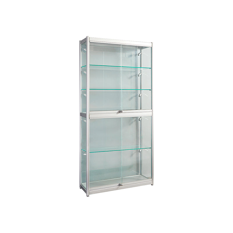 Modern Metal Curio Cabinet Locking Display Stand with Sliding Glass Doors