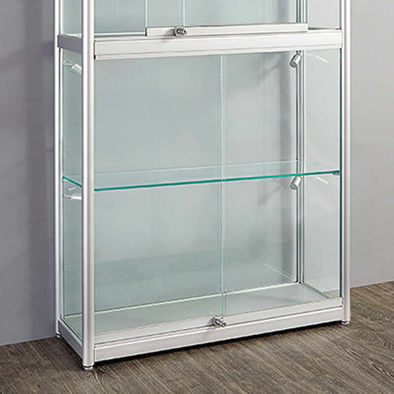 Modern Metal Curio Cabinet Locking Display Stand with Sliding Glass Doors