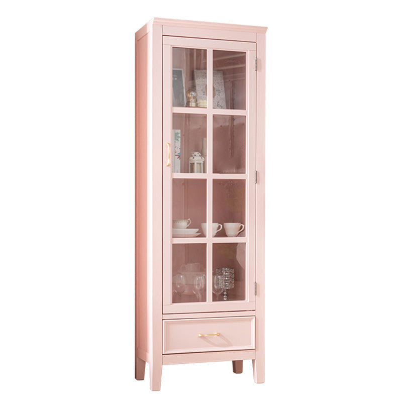 Modern Style Display Cabinet Rubber Wood Display Stand with Drawers