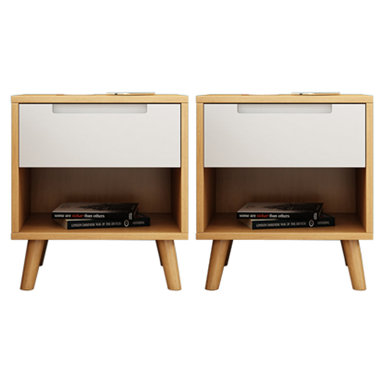 Wooden Bedside Cabinet Modern Minimalist Open Bedside Table with Legs