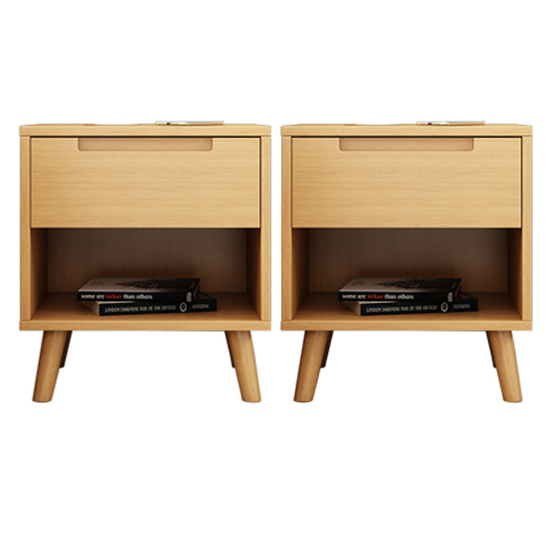 Wooden Bedside Cabinet Modern Minimalist Open Bedside Table with Legs