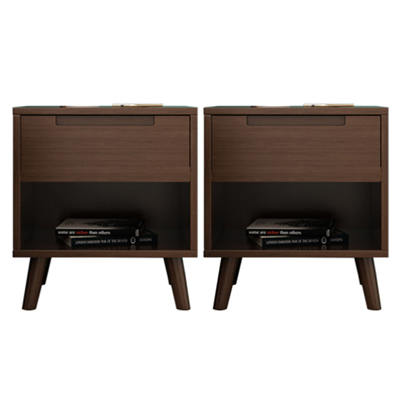 Wooden Bedside Cabinet Modern Minimalist Open Bedside Table with Legs