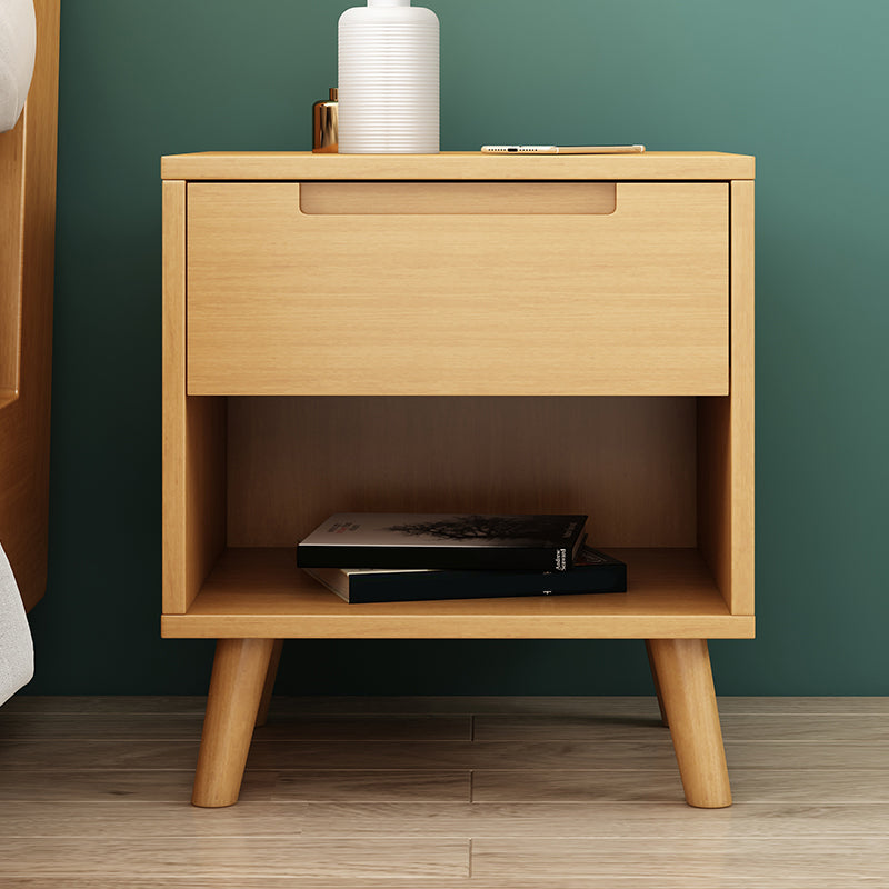 Wooden Bedside Cabinet Modern Minimalist Open Bedside Table with Legs