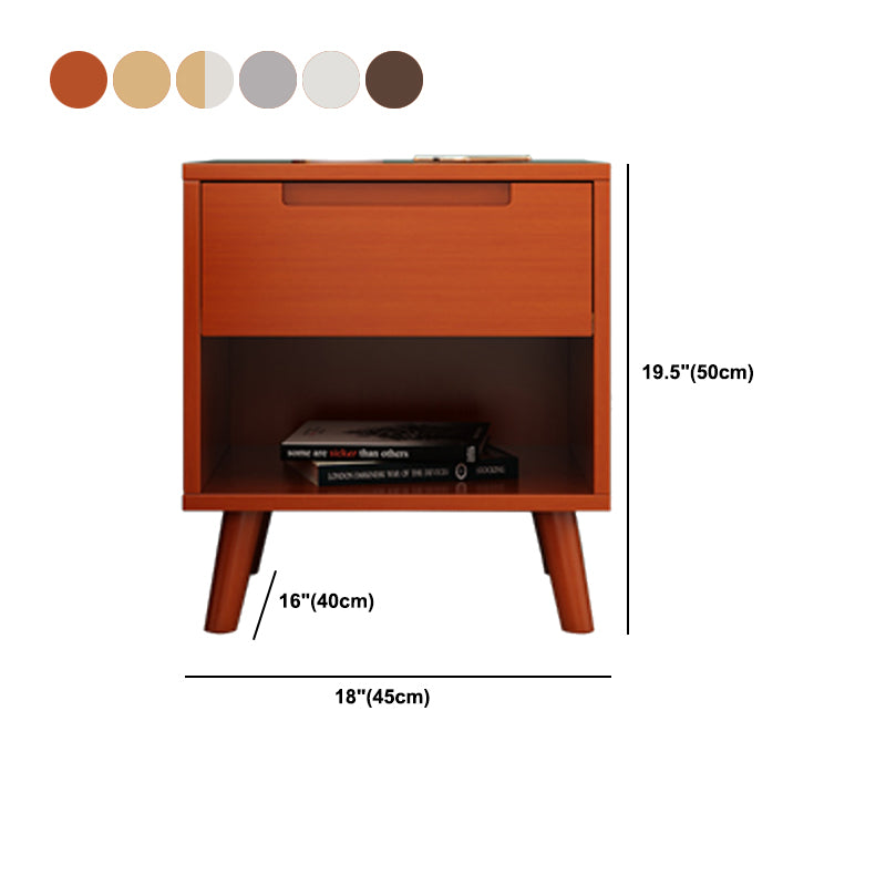 Wooden Bedside Cabinet Modern Minimalist Open Bedside Table with Legs