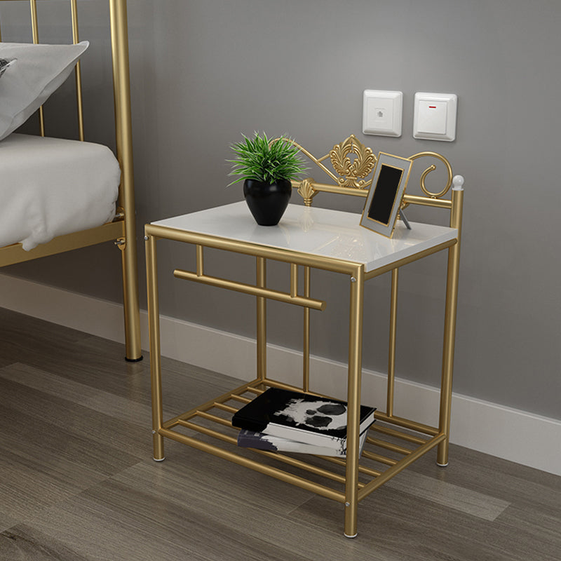 Industrial 2 Shelves Night Table Wooden Nightstand for Bedroom