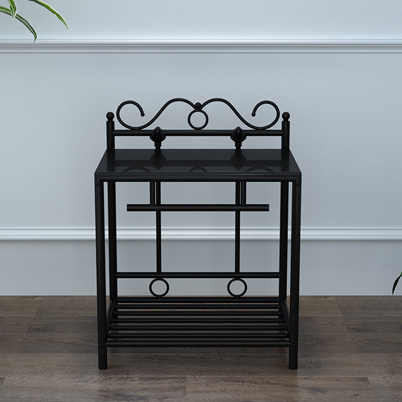 Industrial 2 Shelves Night Table Wooden Nightstand for Bedroom