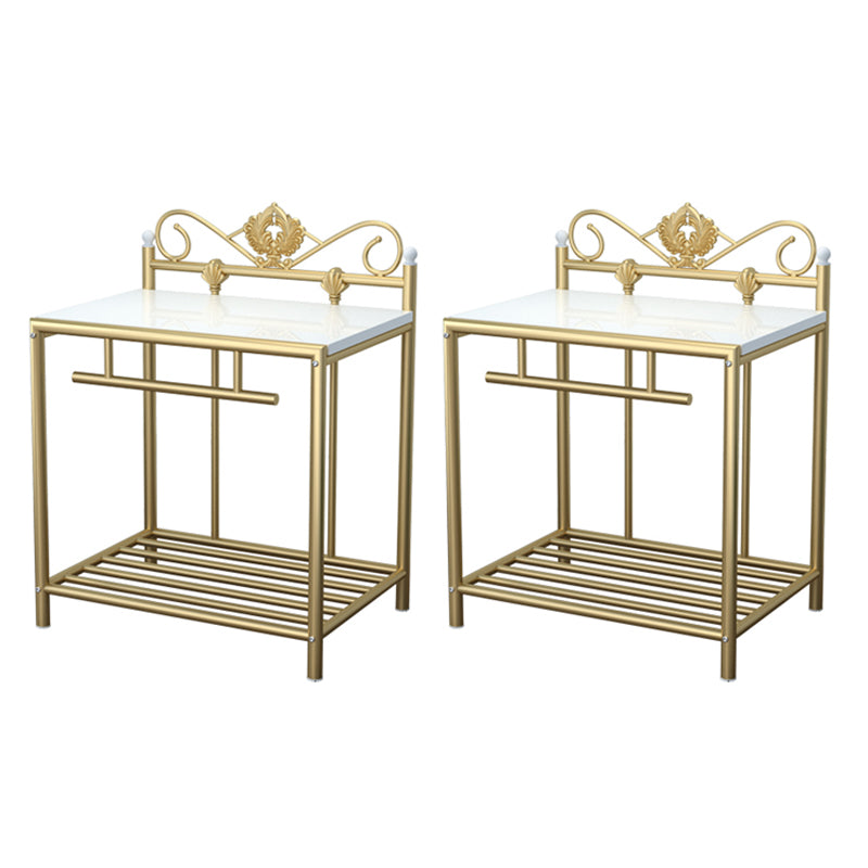 Industrial 2 Shelves Night Table Wooden Nightstand for Bedroom