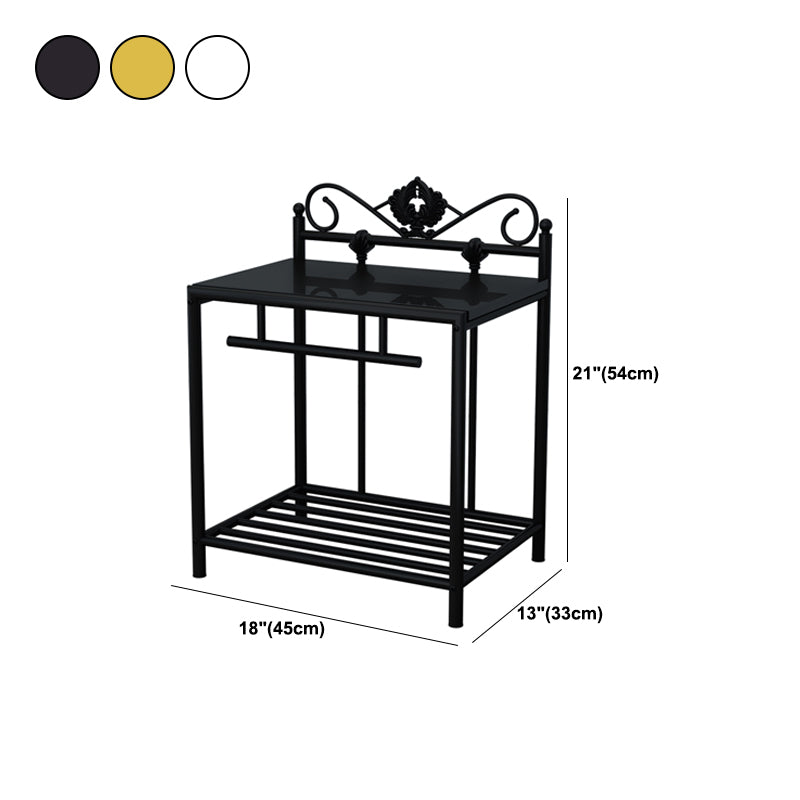 Industrial 2 Shelves Night Table Wooden Nightstand for Bedroom