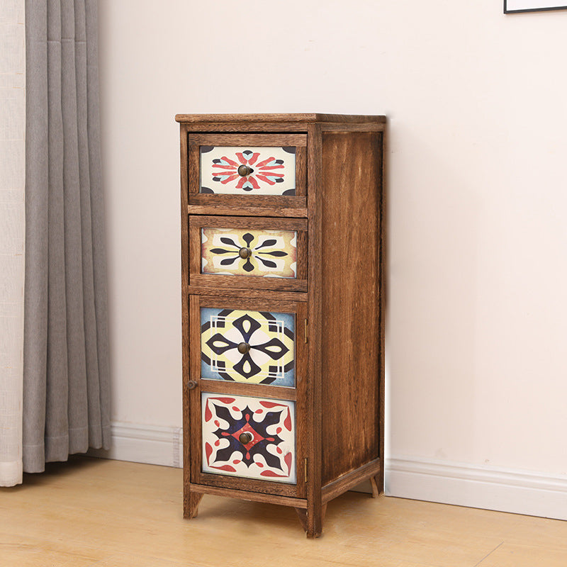 Traditional Storage Chest Dresser Vertical Wooden Storage Chest with Drawers