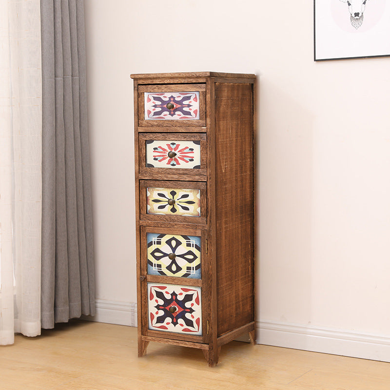 Traditional Storage Chest Dresser Vertical Wooden Storage Chest with Drawers