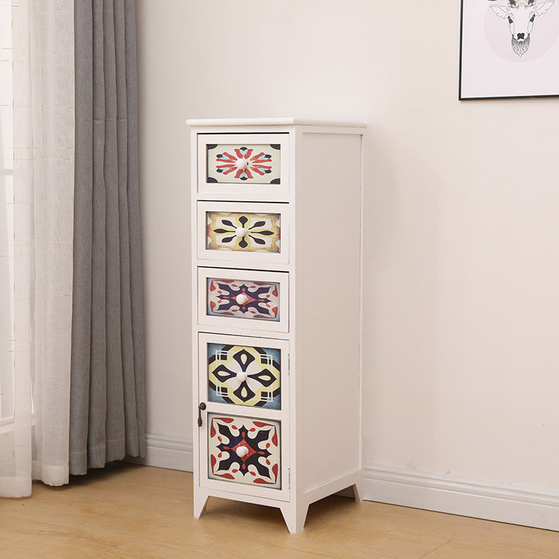 Traditional Storage Chest Dresser Vertical Wooden Storage Chest with Drawers